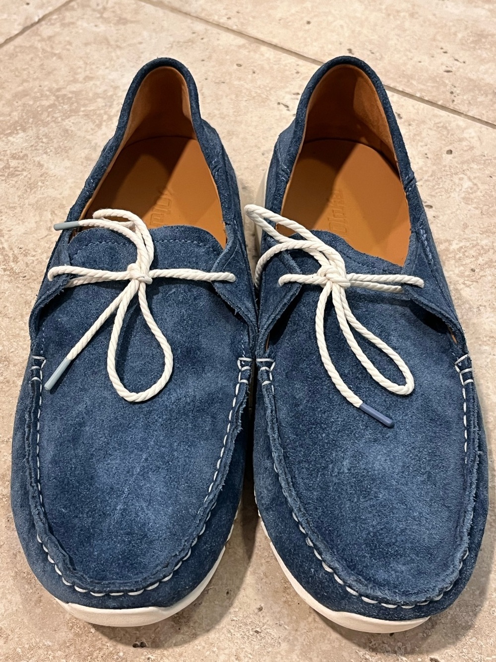 OluKai Ka'a Driver Blue Suede Leather Shoes Men's Size 11.5 $140 WORN 1X EUC